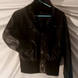 Ambience Apparel Faux Leather Bomber Jacket